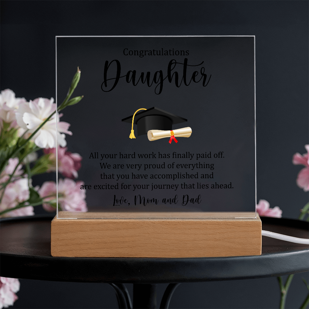 Daughter Acrylic Square Plaque - Graduation Gift for Her