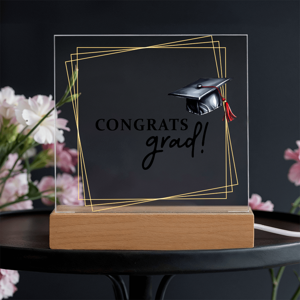 Congrats Grad Acrylic Square Plaque - Graduation Gift