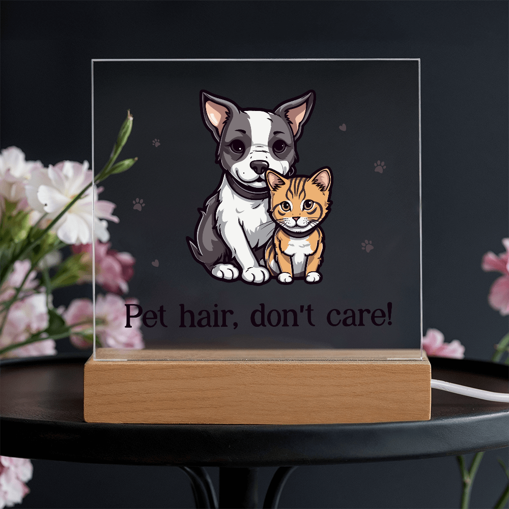Pet Hair Don't Care Acrylic Square Plaque - Gift for Pet Lovers
