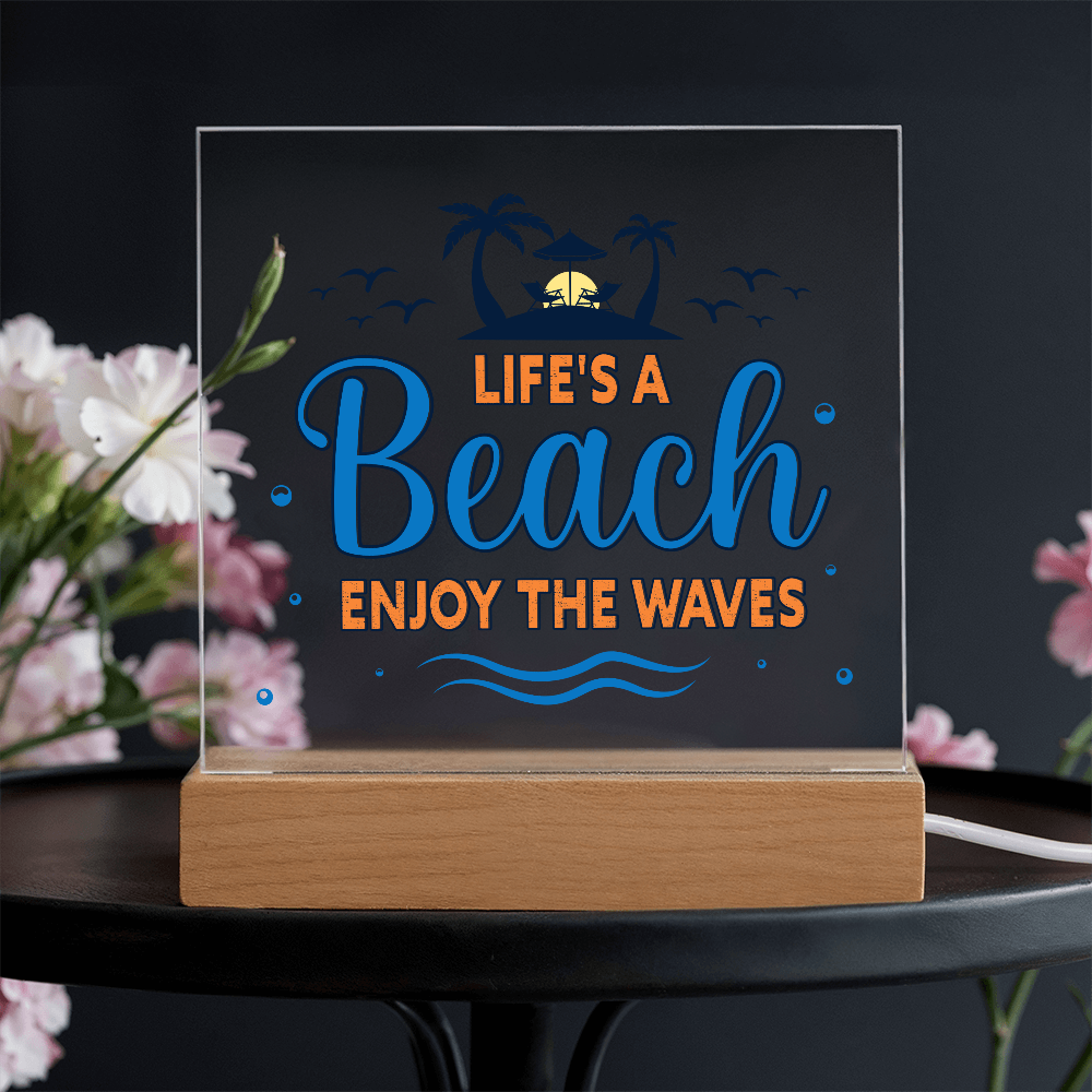 Life's A Beach Acrylic Square Plaque - Beach Home Decor Gift