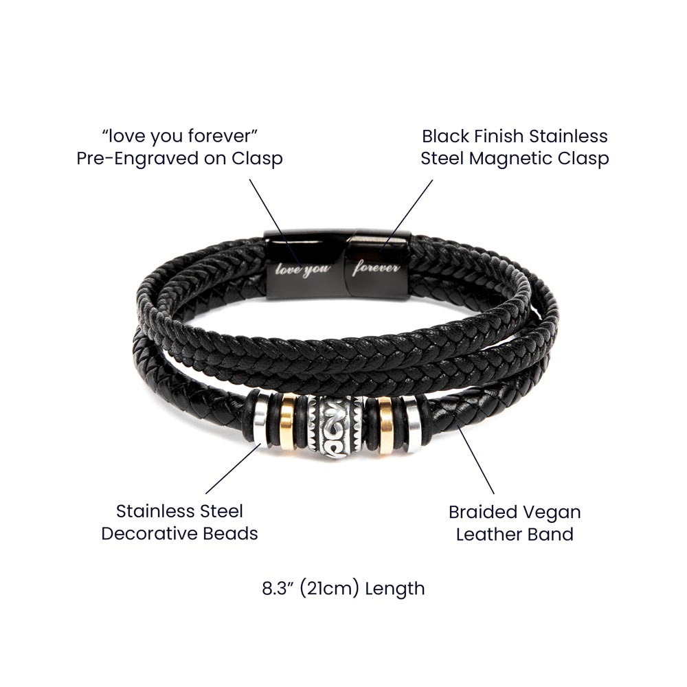 To My Dad, Never Forget That — Love You Forever Leather Bracelet
