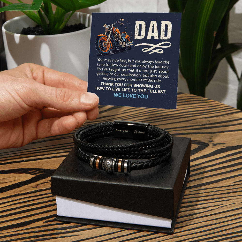Biker Dad — Love You Forever Leather Bracelet