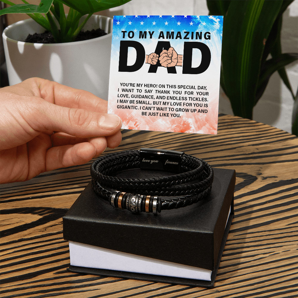 To My Amazing Dad — Love You Forever Leather Bracelet