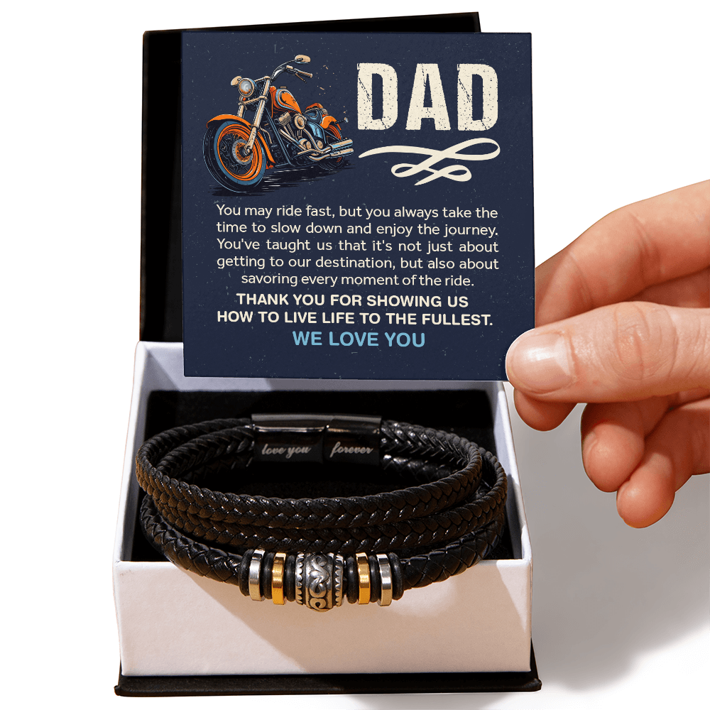 Biker Dad — Love You Forever Leather Bracelet