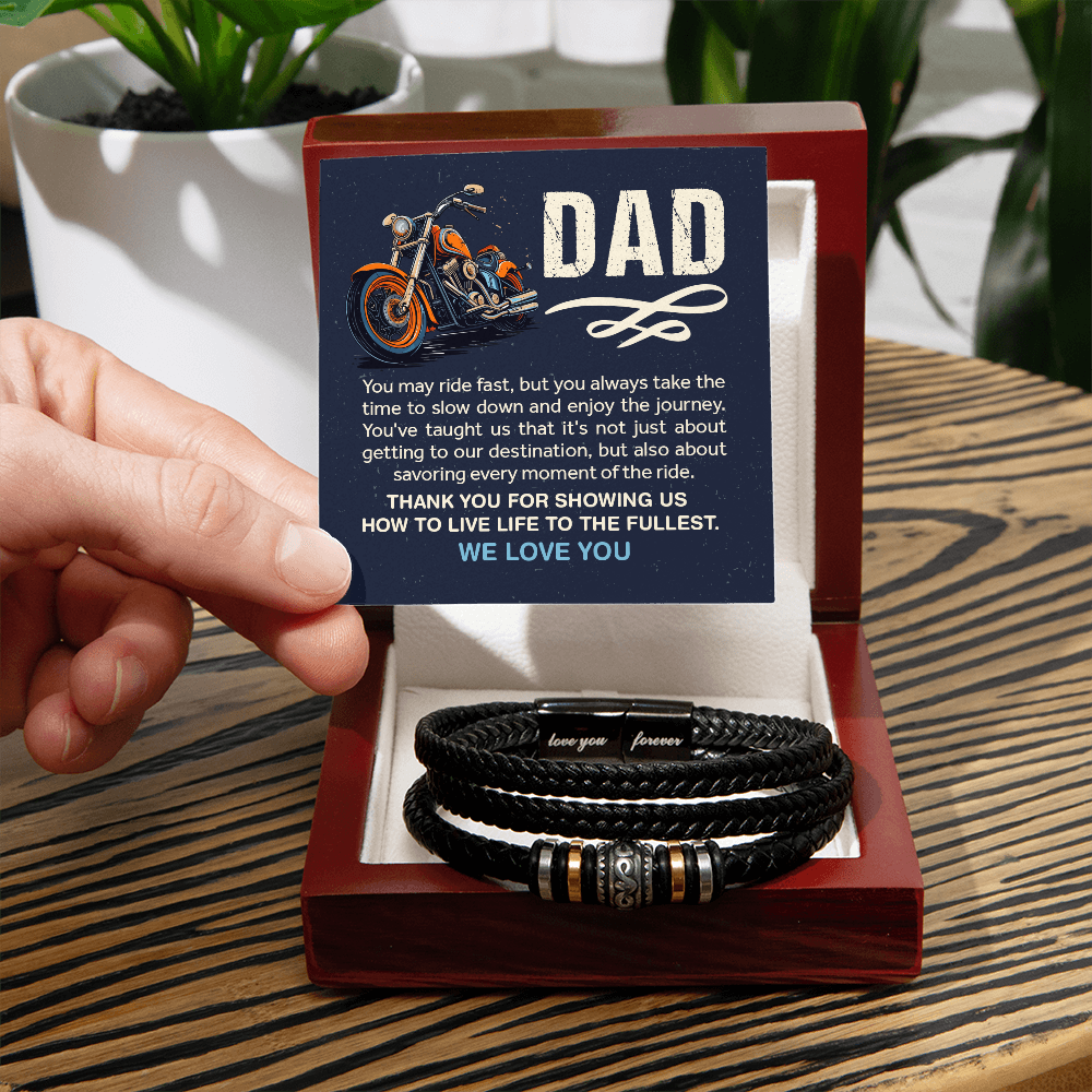 Biker Dad — Love You Forever Leather Bracelet