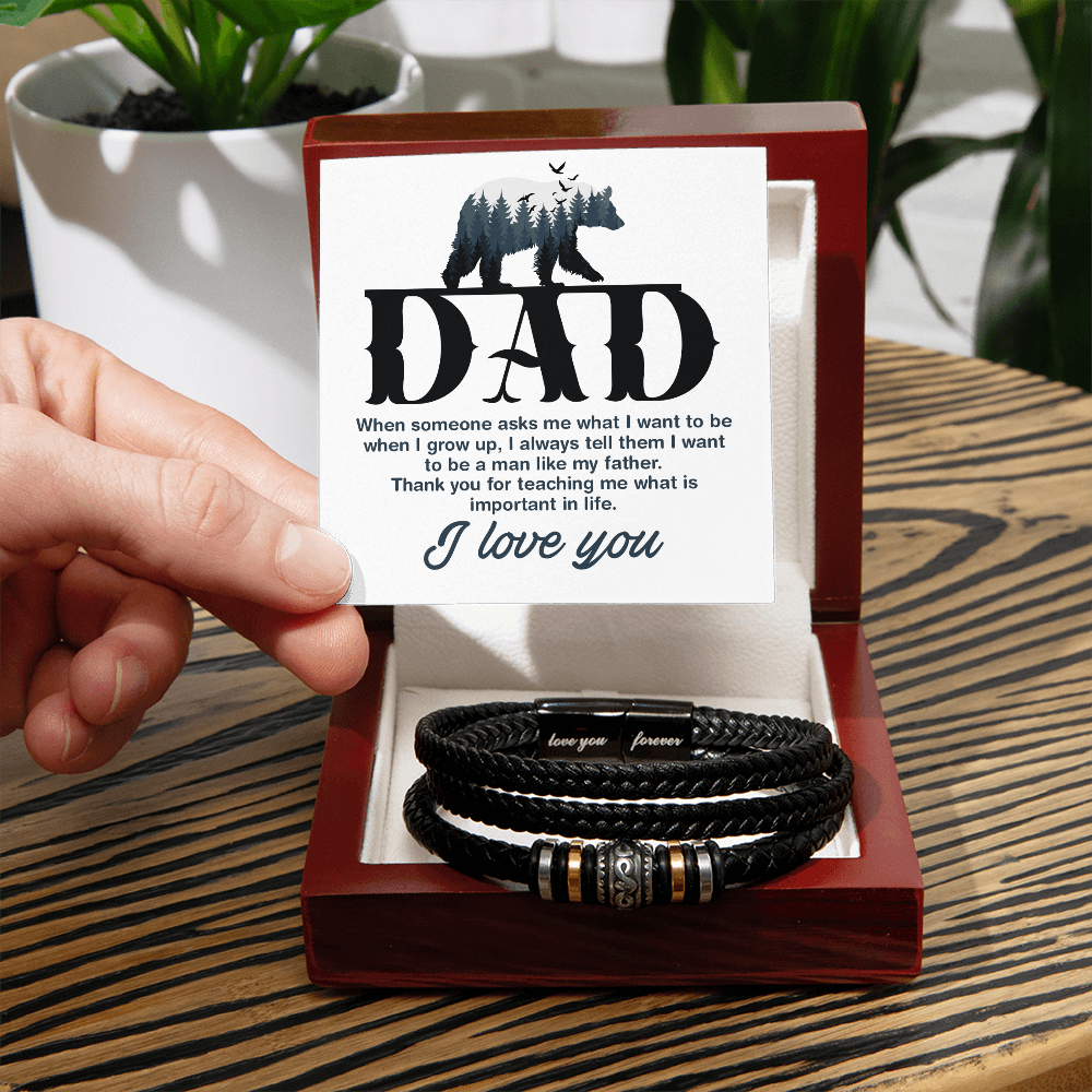 Dad, When Someone Asks Me — Love You Forever Leather Bracelet