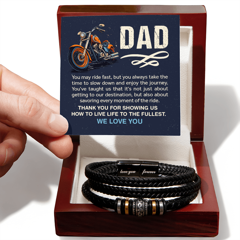 Biker Dad — Love You Forever Leather Bracelet