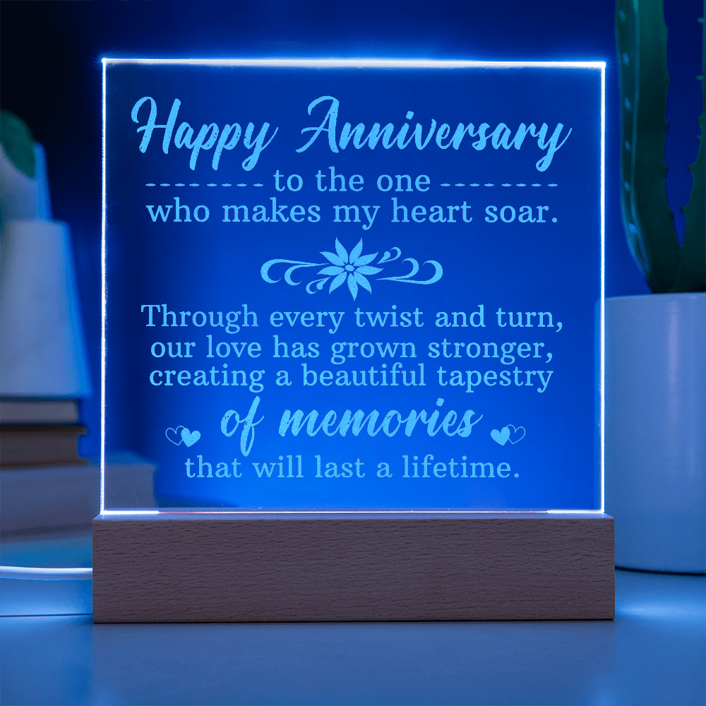 Happy Anniversary Engraved Acrylic Square Plaque - Anniversary Gift