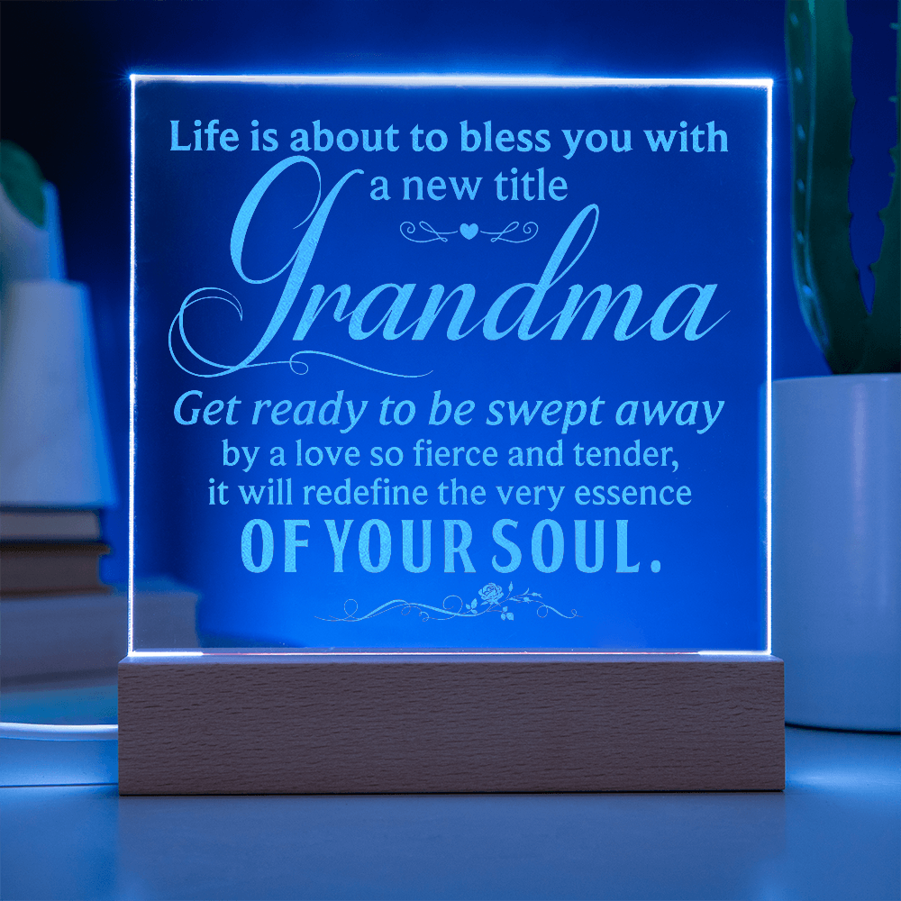 Grandma Engraved Acrylic Square Plaque - Gift for Grandma