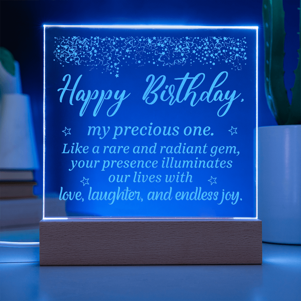 Happy Birthday Engraved Acrylic Square Plaque - Birthday Gift