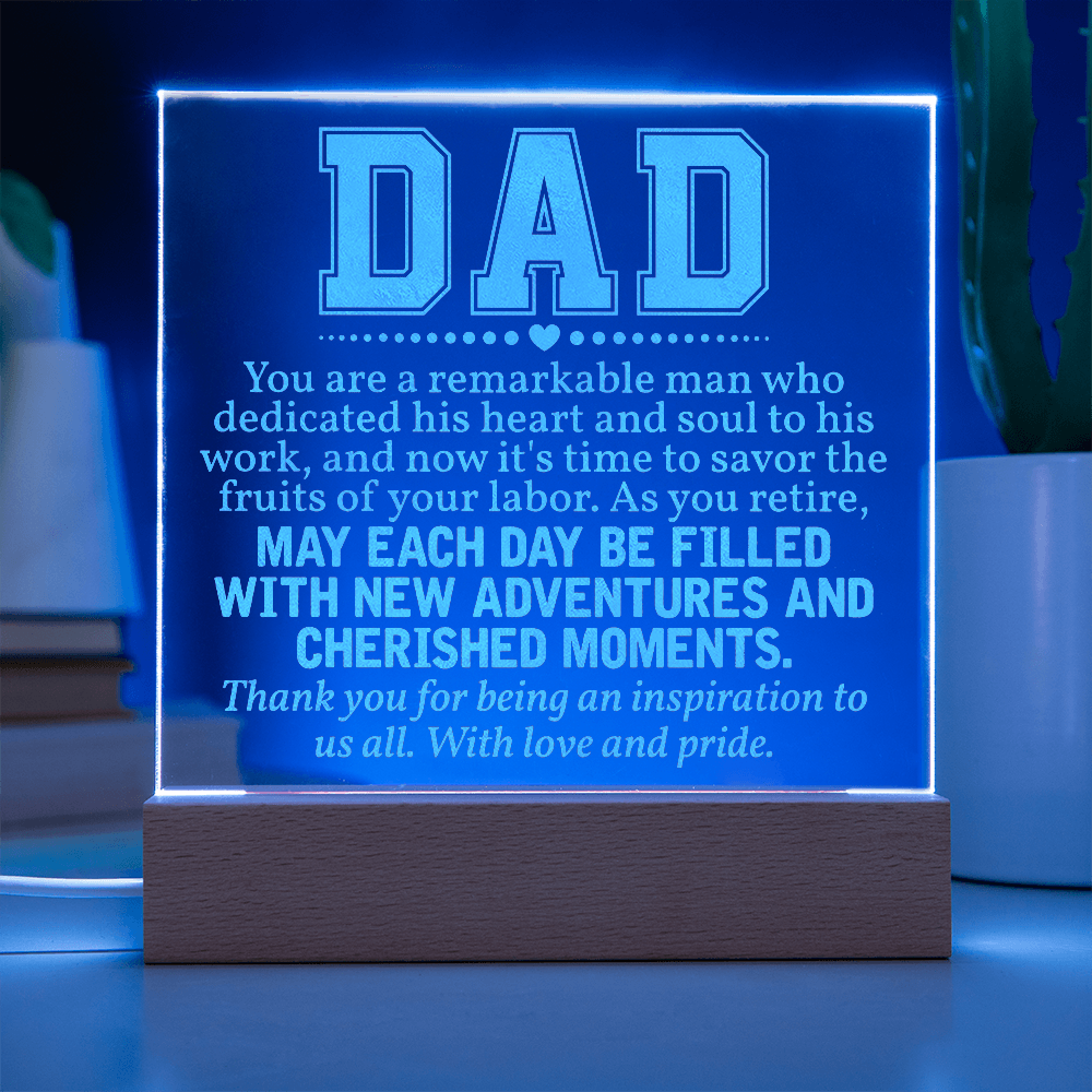 Dad You Are A Remarkable Man Engraved Acrylic Square Plaque - Gift for Dad