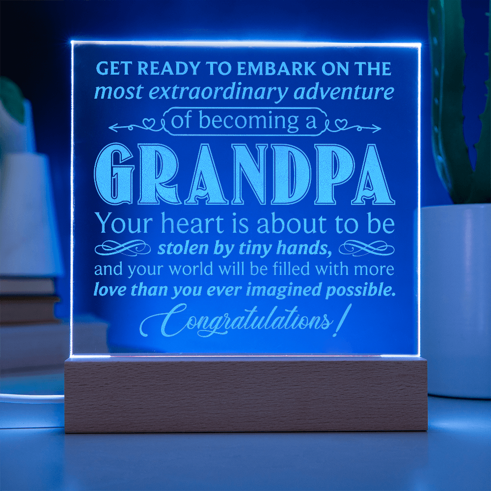 Grandpa Engraved Acrylic Square Plaque - Gift for Grandpa