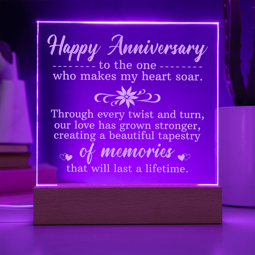 Happy Anniversary Engraved Acrylic Square Plaque - Anniversary Gift
