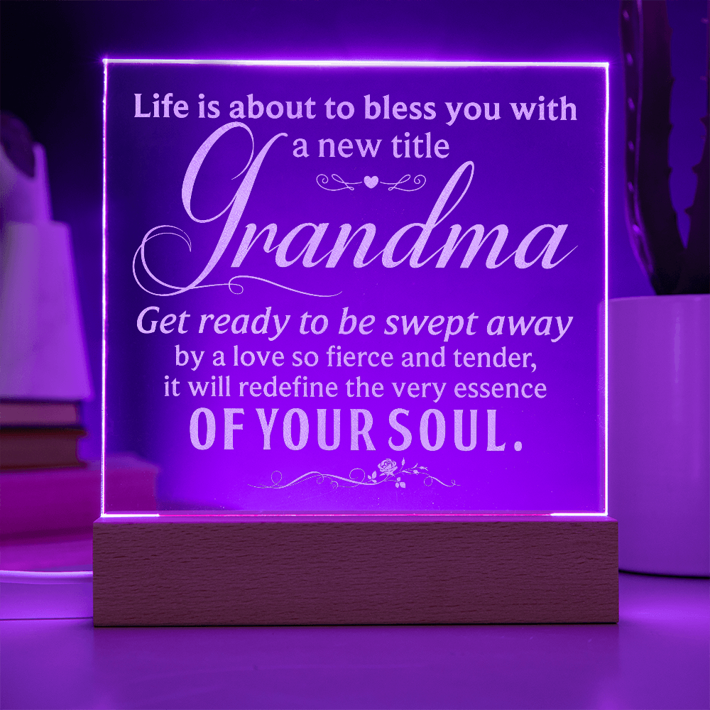 Grandma Engraved Acrylic Square Plaque - Gift for Grandma