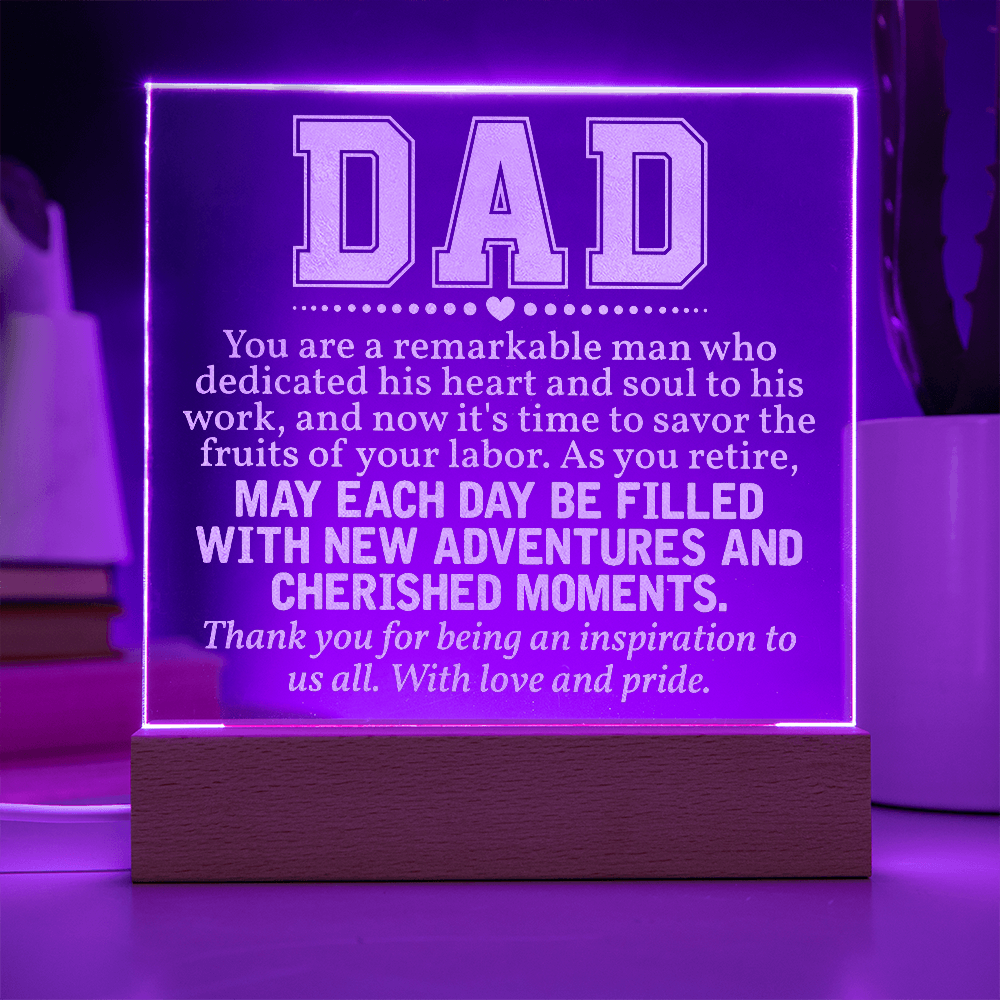 Dad You Are A Remarkable Man Engraved Acrylic Square Plaque - Gift for Dad