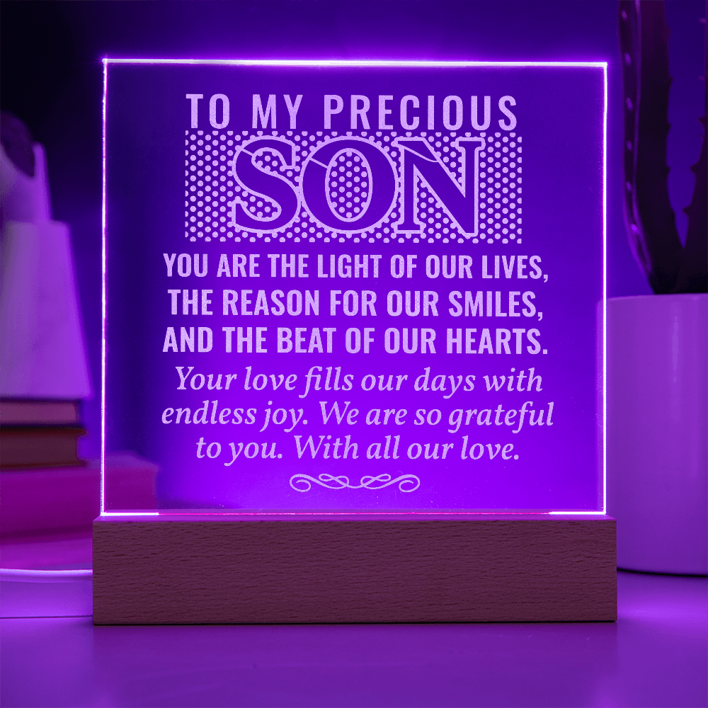 To Our Precious Son Engraved Acrylic Square Plaque - Gift for Son