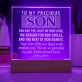To Our Precious Son Engraved Acrylic Square Plaque - Gift for Son