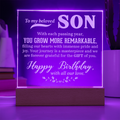 To My Beloved Son Engraved Acrylic Square Plaque - Gift for Son