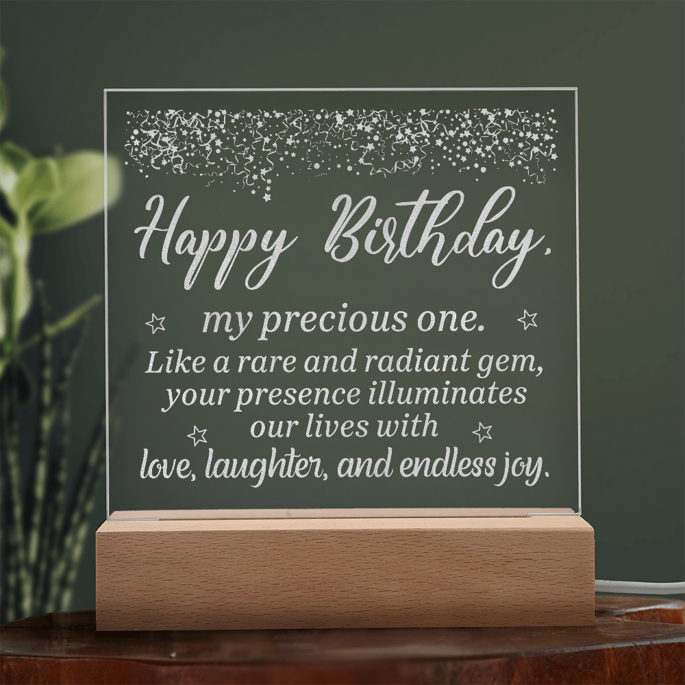 Happy Birthday Engraved Acrylic Square Plaque - Birthday Gift