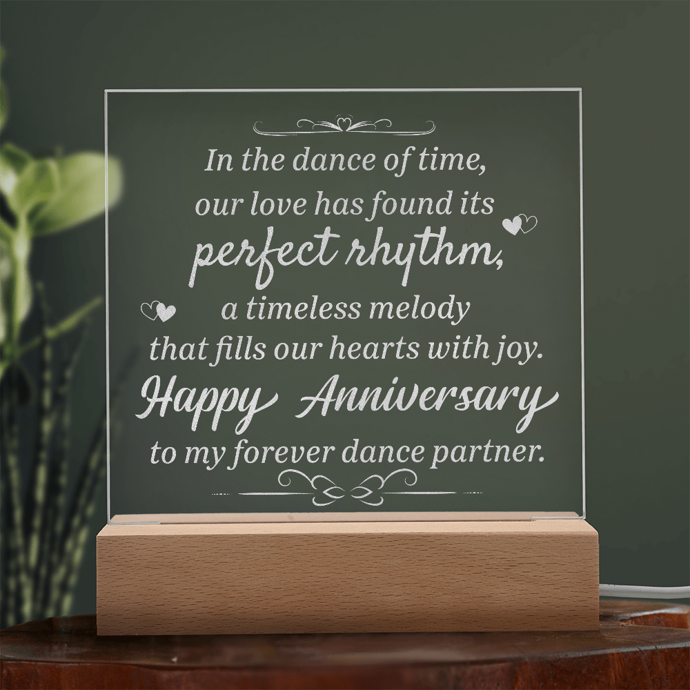 Happy Anniversary To My Wife Engraved Acrylic Square Plaque - Anniversary Gift