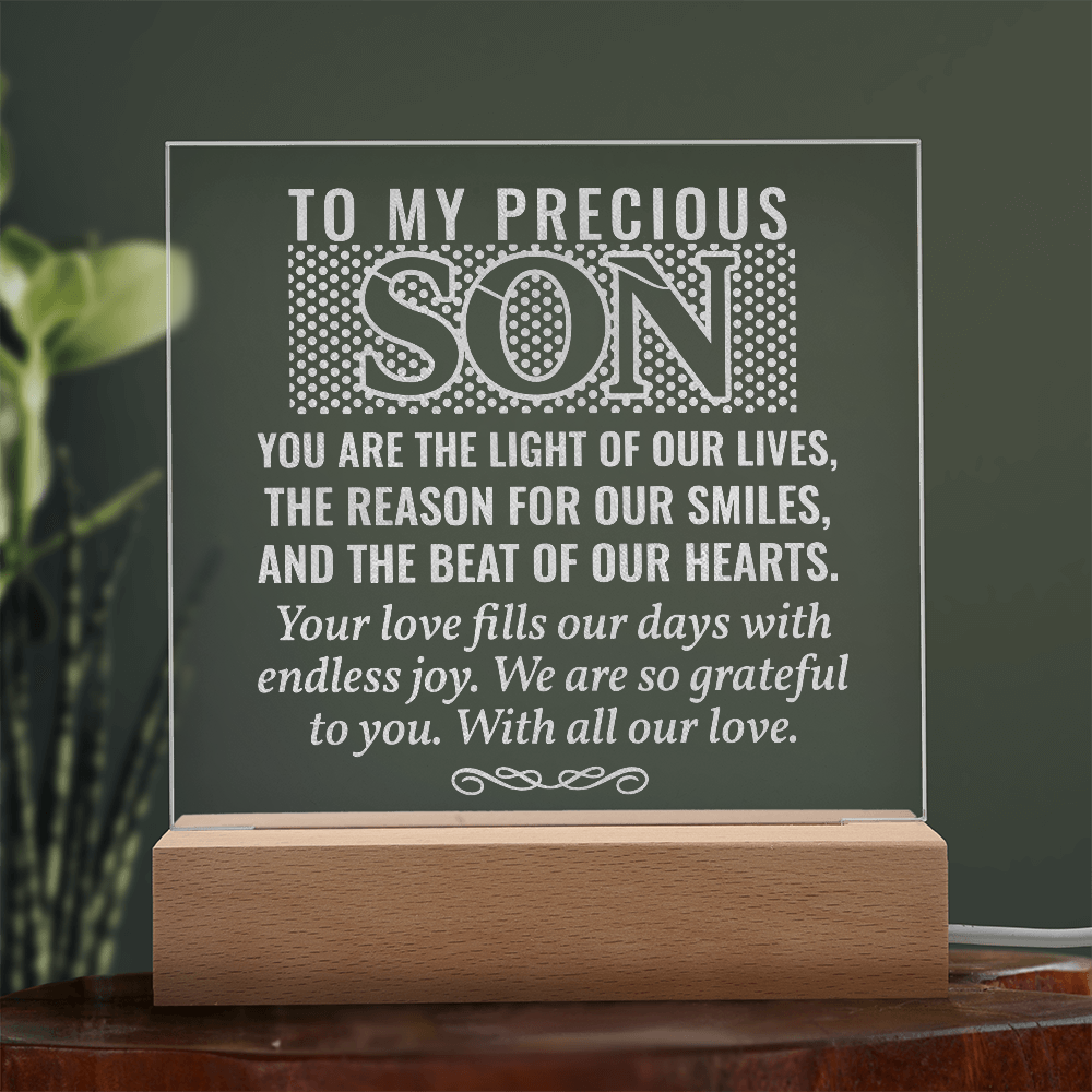 To Our Precious Son Engraved Acrylic Square Plaque - Gift for Son