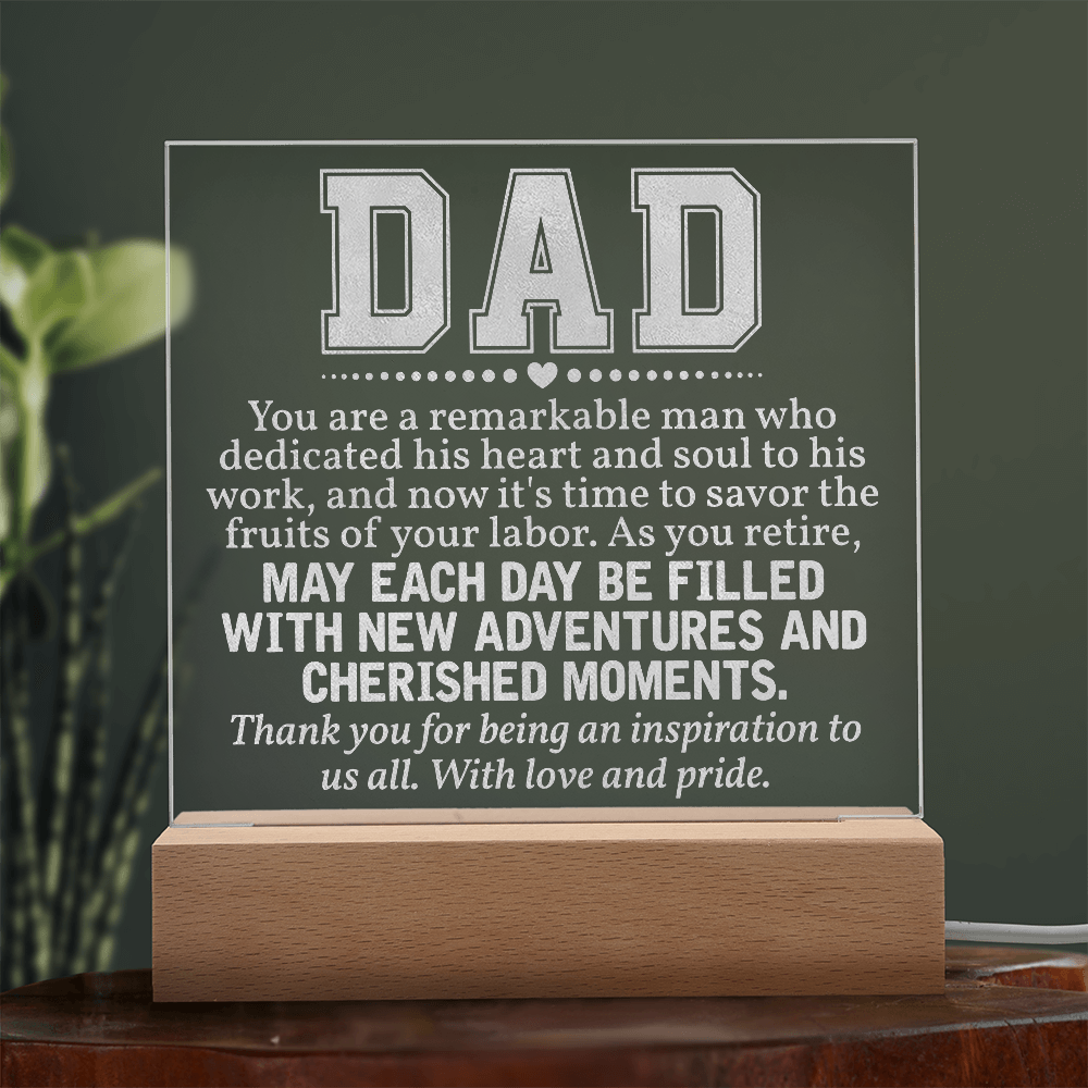 Dad You Are A Remarkable Man Engraved Acrylic Square Plaque - Gift for Dad