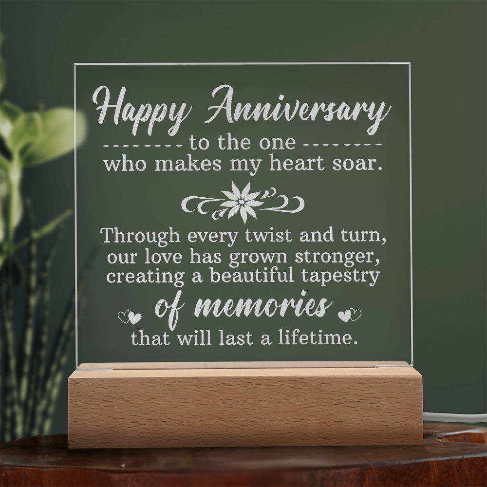 Happy Anniversary Engraved Acrylic Square Plaque - Anniversary Gift