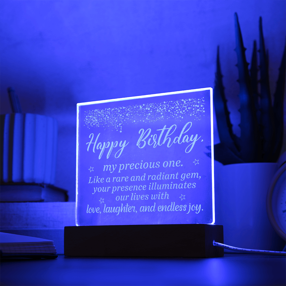 Happy Birthday Engraved Acrylic Square Plaque - Birthday Gift