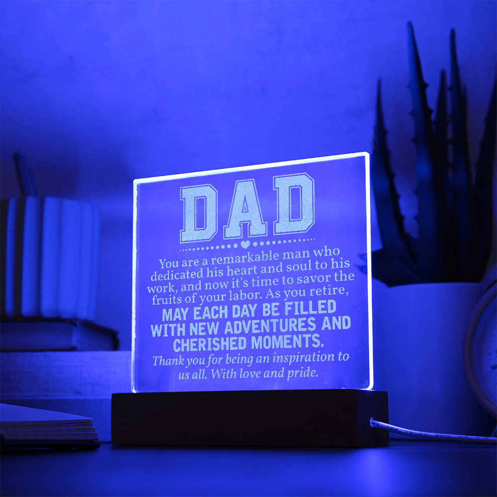 Dad You Are A Remarkable Man Engraved Acrylic Square Plaque - Gift for Dad