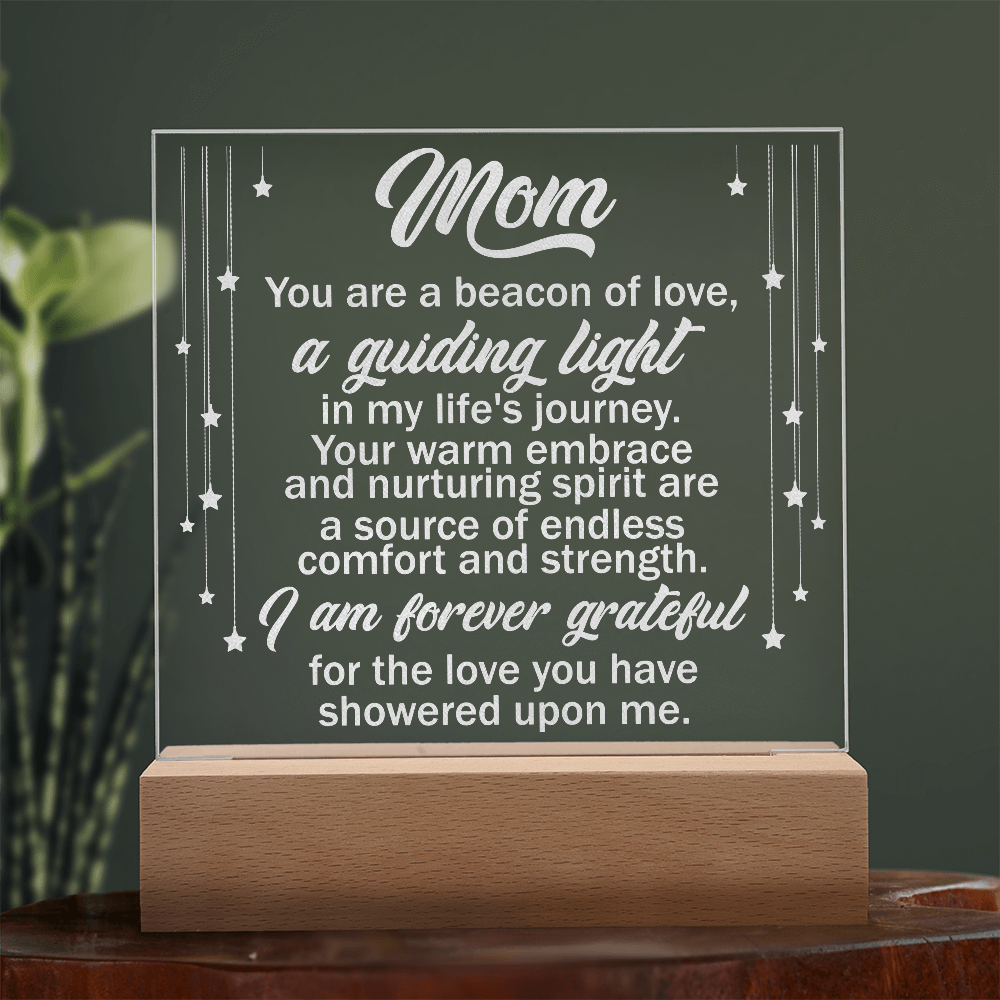 Mom You Are A Guiding Light Engraved Acrylic Square Plaque - Gift for Mom