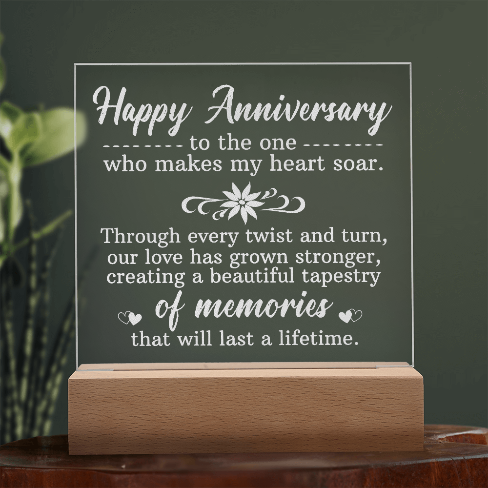 Happy Anniversary Engraved Acrylic Square Plaque - Anniversary Gift