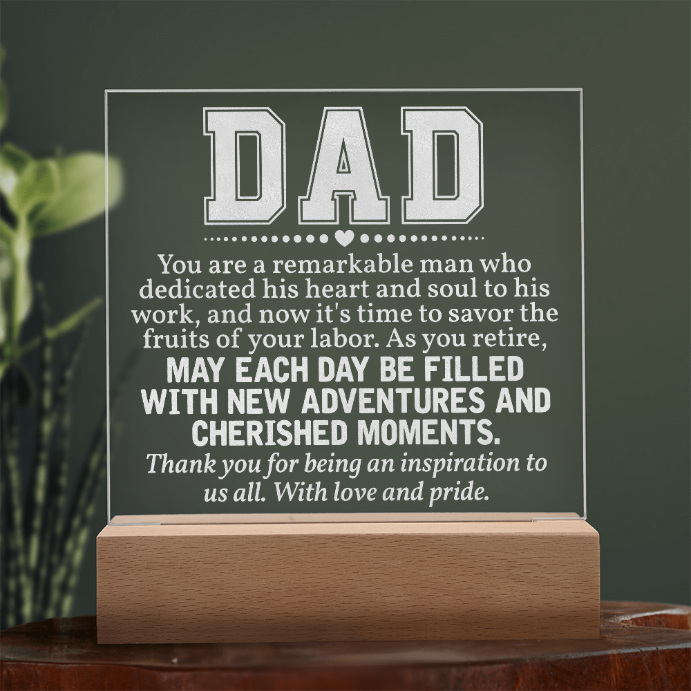 Dad You Are A Remarkable Man Engraved Acrylic Square Plaque - Gift for Dad