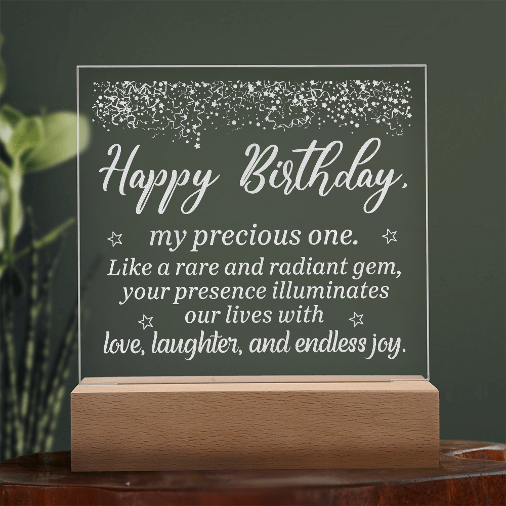 Happy Birthday Engraved Acrylic Square Plaque - Birthday Gift