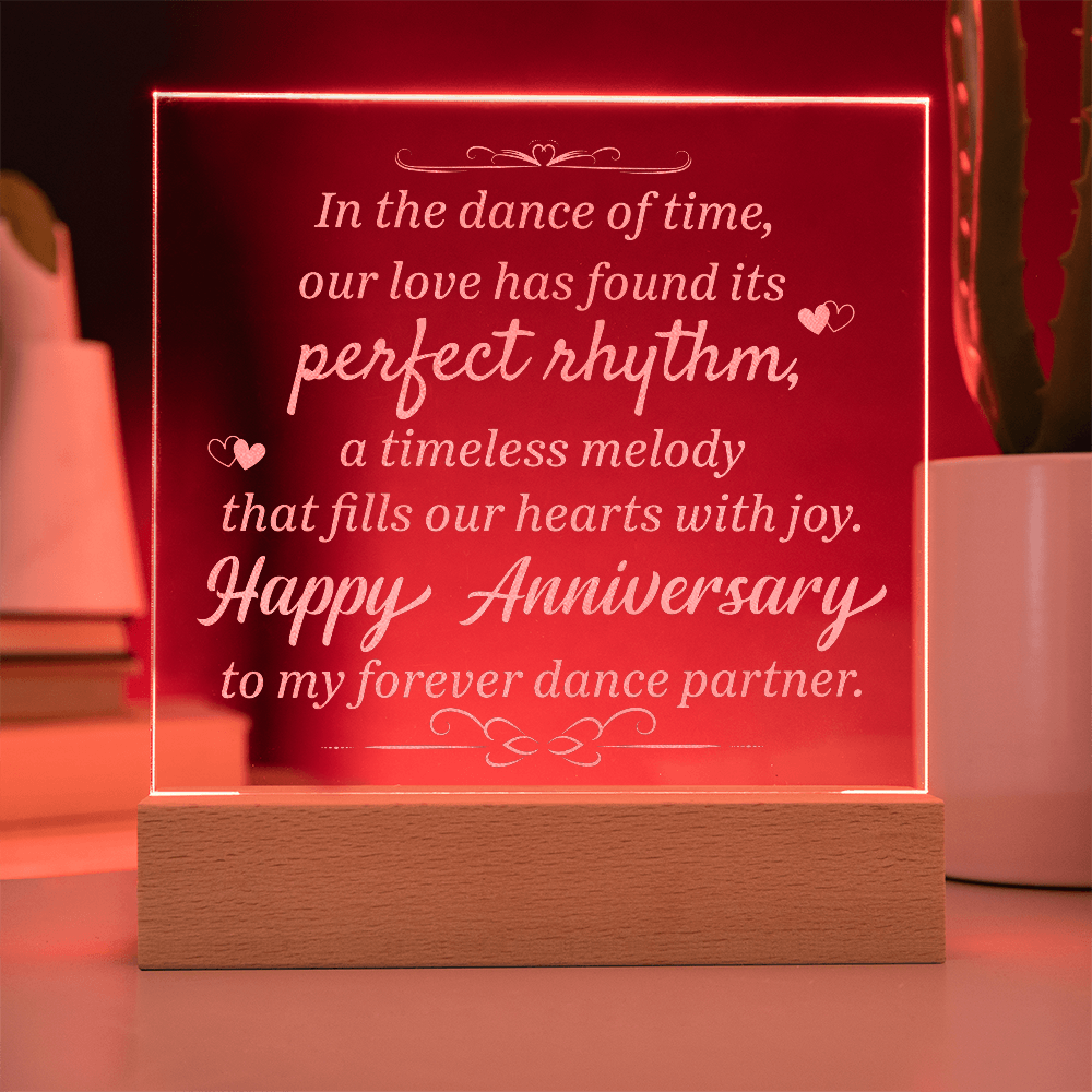 Happy Anniversary To My Wife Engraved Acrylic Square Plaque - Anniversary Gift
