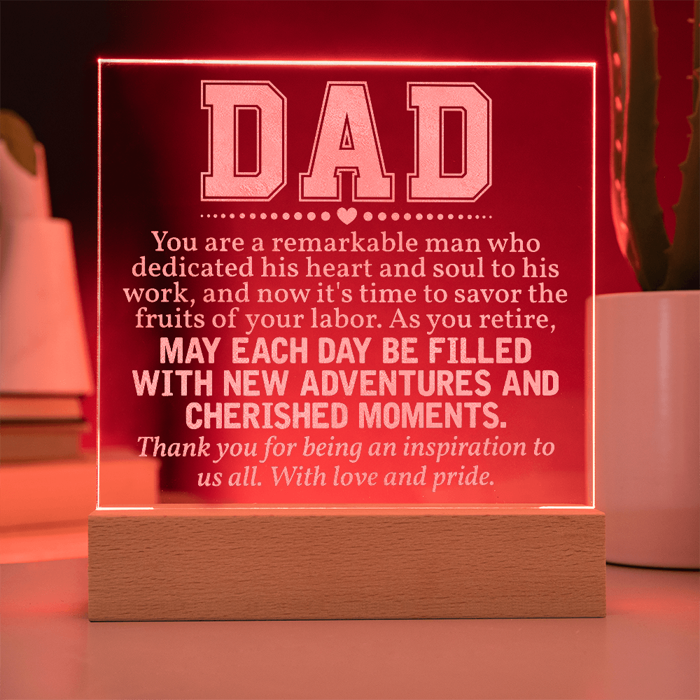 Dad You Are A Remarkable Man Engraved Acrylic Square Plaque - Gift for Dad