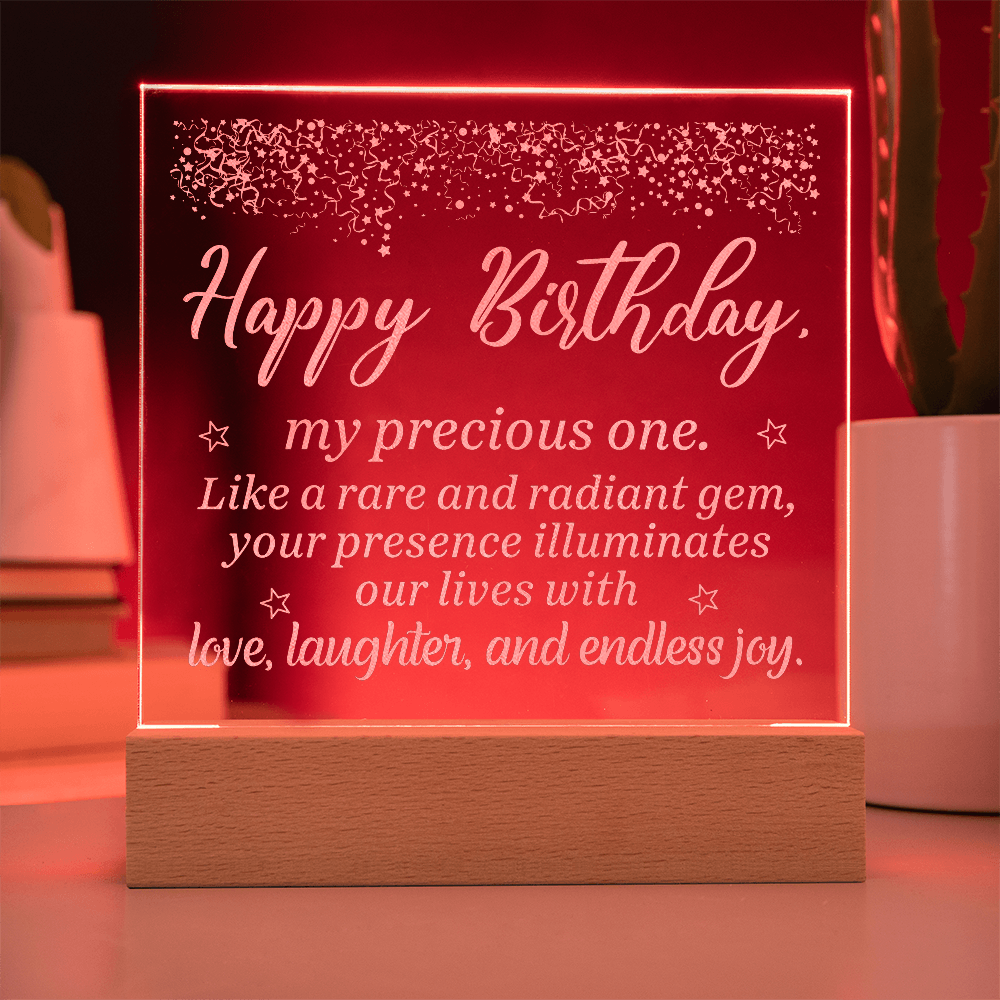 Happy Birthday Engraved Acrylic Square Plaque - Birthday Gift