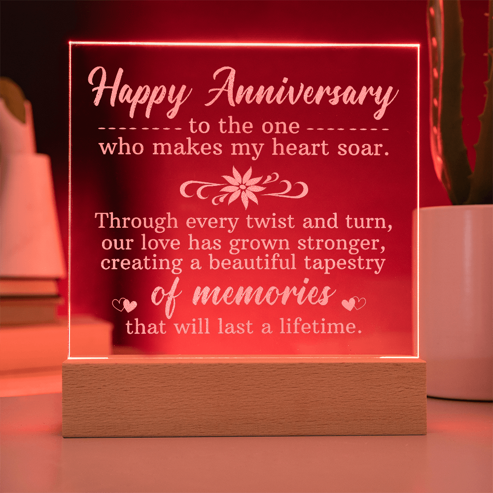 Happy Anniversary Engraved Acrylic Square Plaque - Anniversary Gift