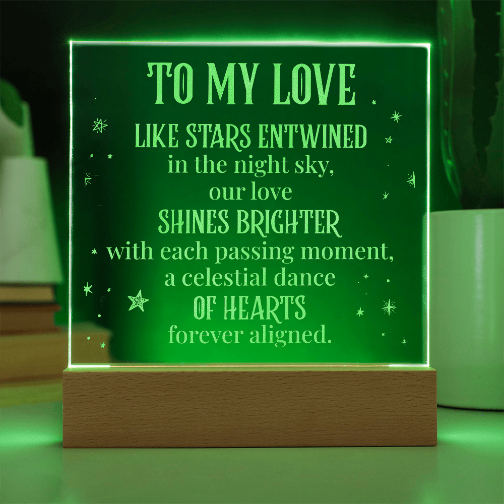 To My Love Like Stars Entwined Engraved Acrylic Square Plaque - Anniversary Gift