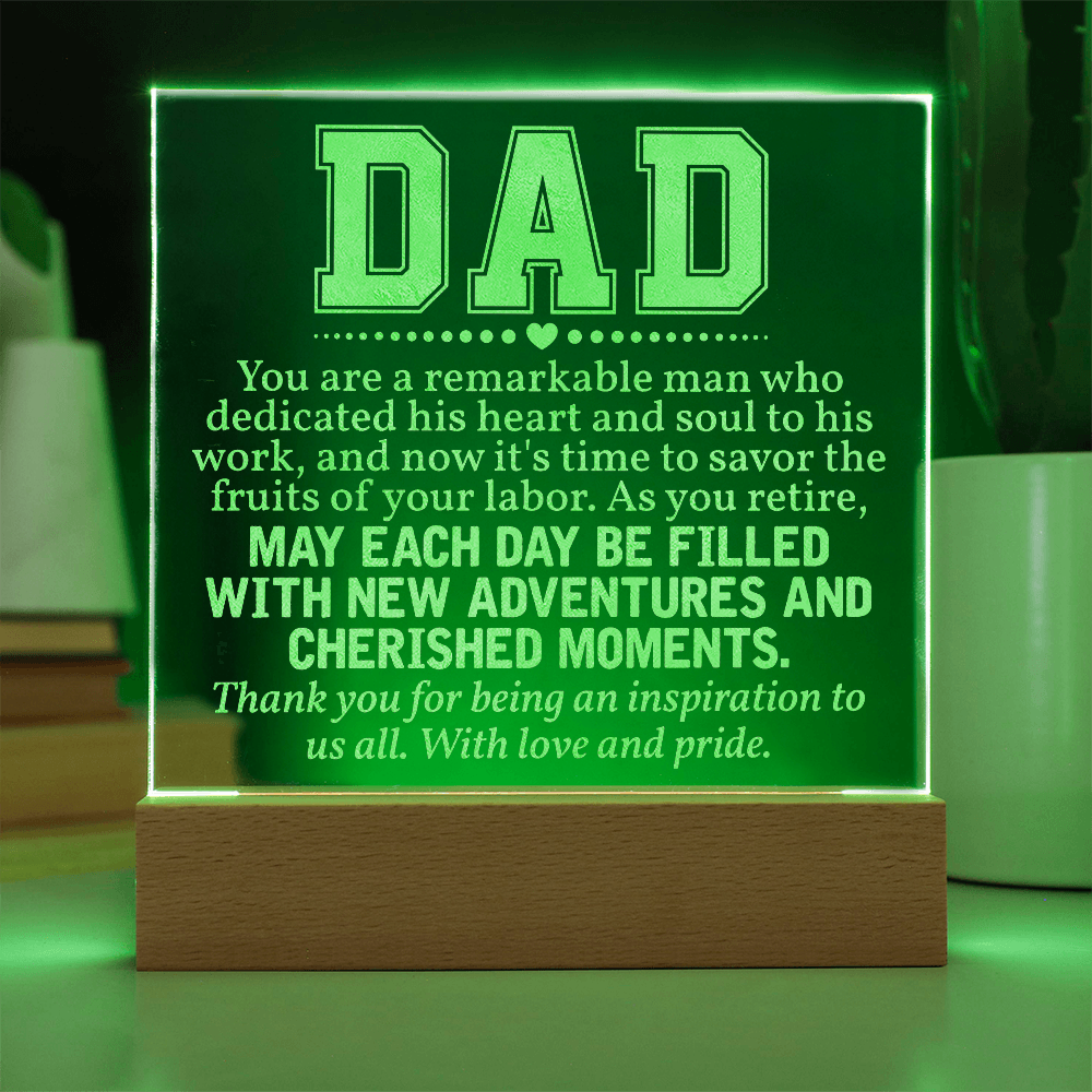 Dad You Are A Remarkable Man Engraved Acrylic Square Plaque - Gift for Dad