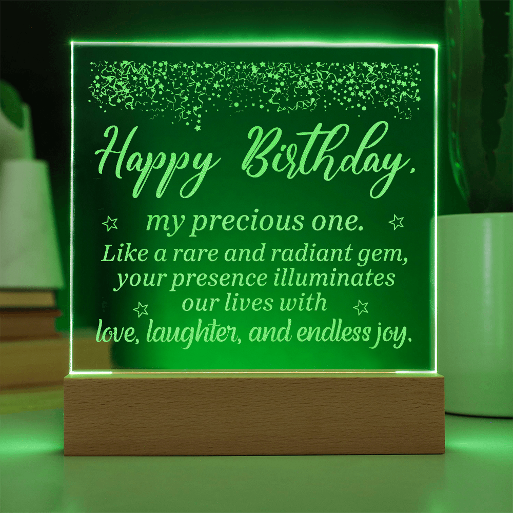 Happy Birthday Engraved Acrylic Square Plaque - Birthday Gift