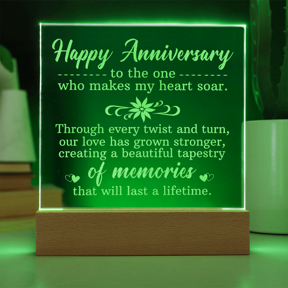 Happy Anniversary Engraved Acrylic Square Plaque - Anniversary Gift