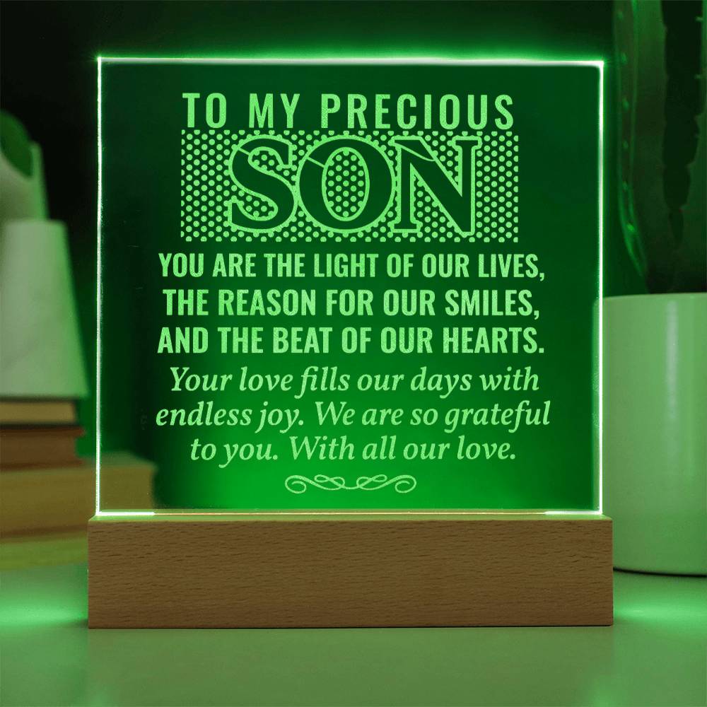 To Our Precious Son Engraved Acrylic Square Plaque - Gift for Son
