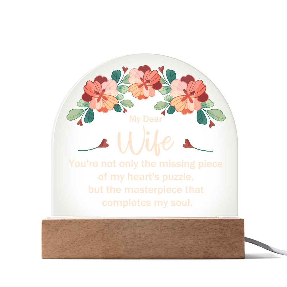 My Dear Wife My Heart's Puzzle Acrylic Dome Plaque - Anniversary Gift for Wife