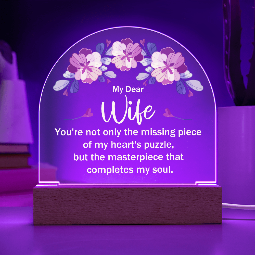 My Dear Wife My Heart's Puzzle Acrylic Dome Plaque - Anniversary Gift for Wife