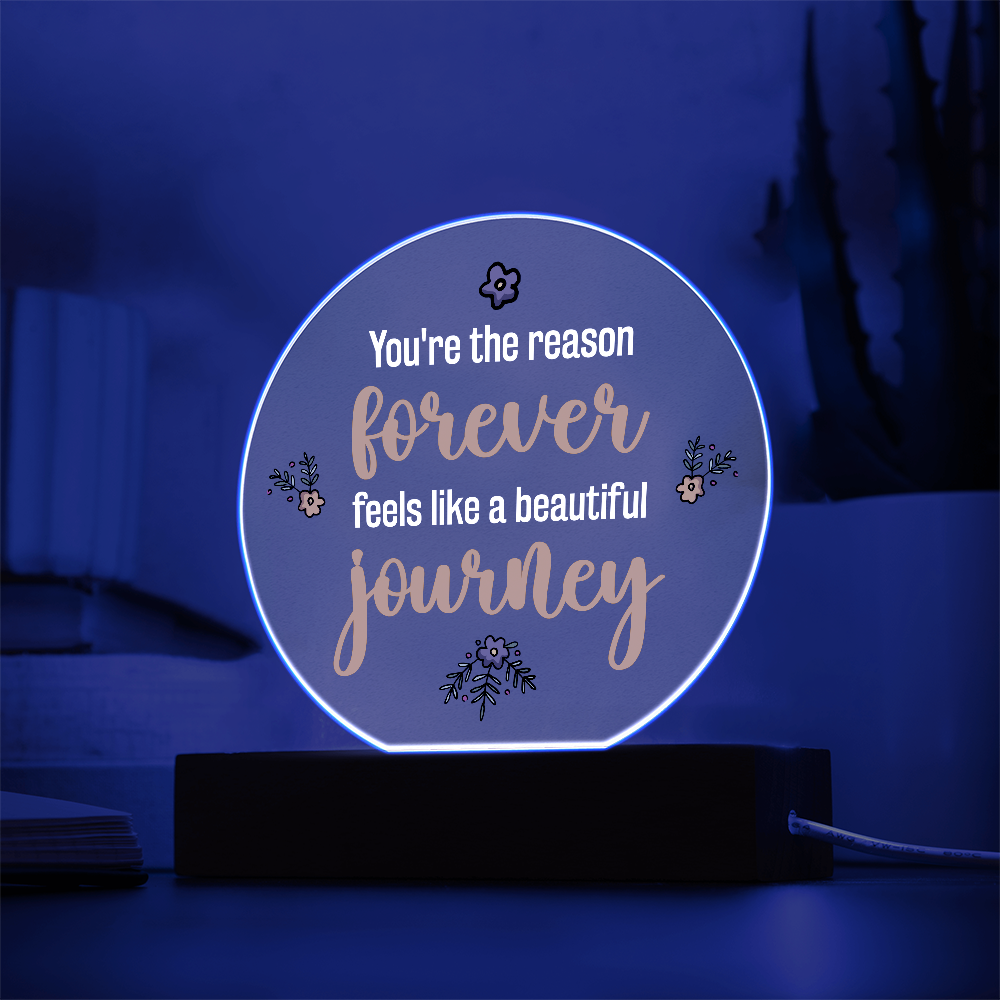 Forever Feels Like A Beautiful Journey Acrylic Circle Plaque - Anniversary Gift for Wife
