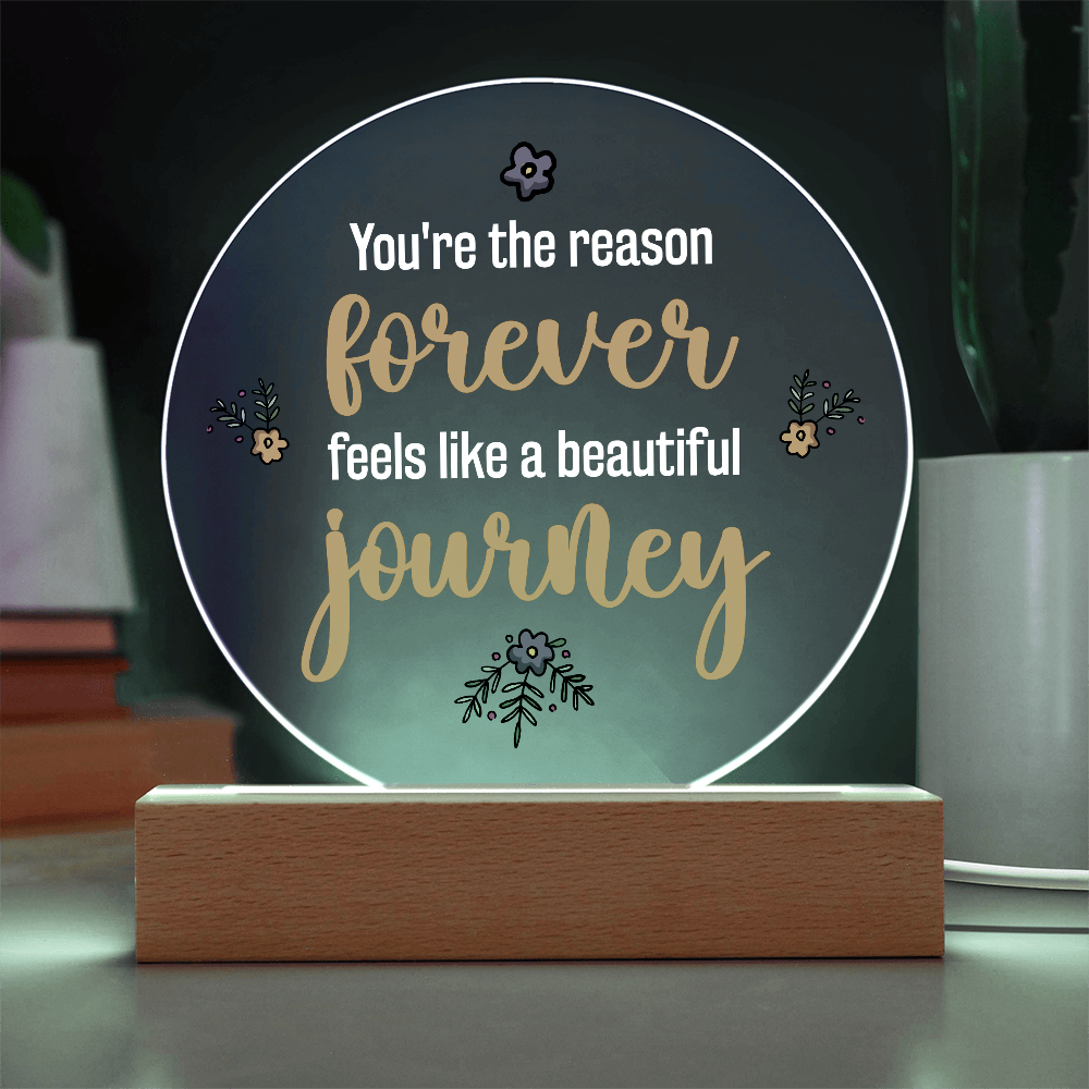 Forever Feels Like A Beautiful Journey Acrylic Circle Plaque - Anniversary Gift for Wife