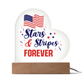 Stars And Stripes Forever Acrylic Heart Plaque - Patriotic Home Decor Gift