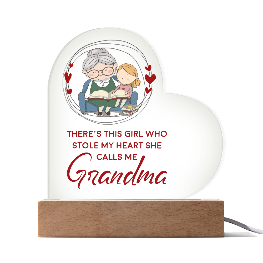 There's This Girl Who Stole My Heart Acrylic Heart Plaque - Gift for Grandma