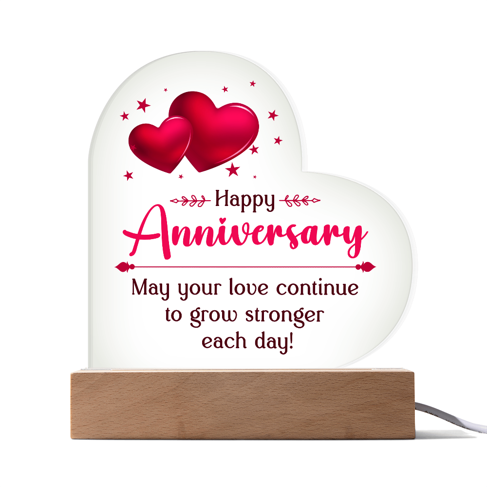 Happy Anniversary Acrylic Heart Plaque - Anniversary Gift for Wife
