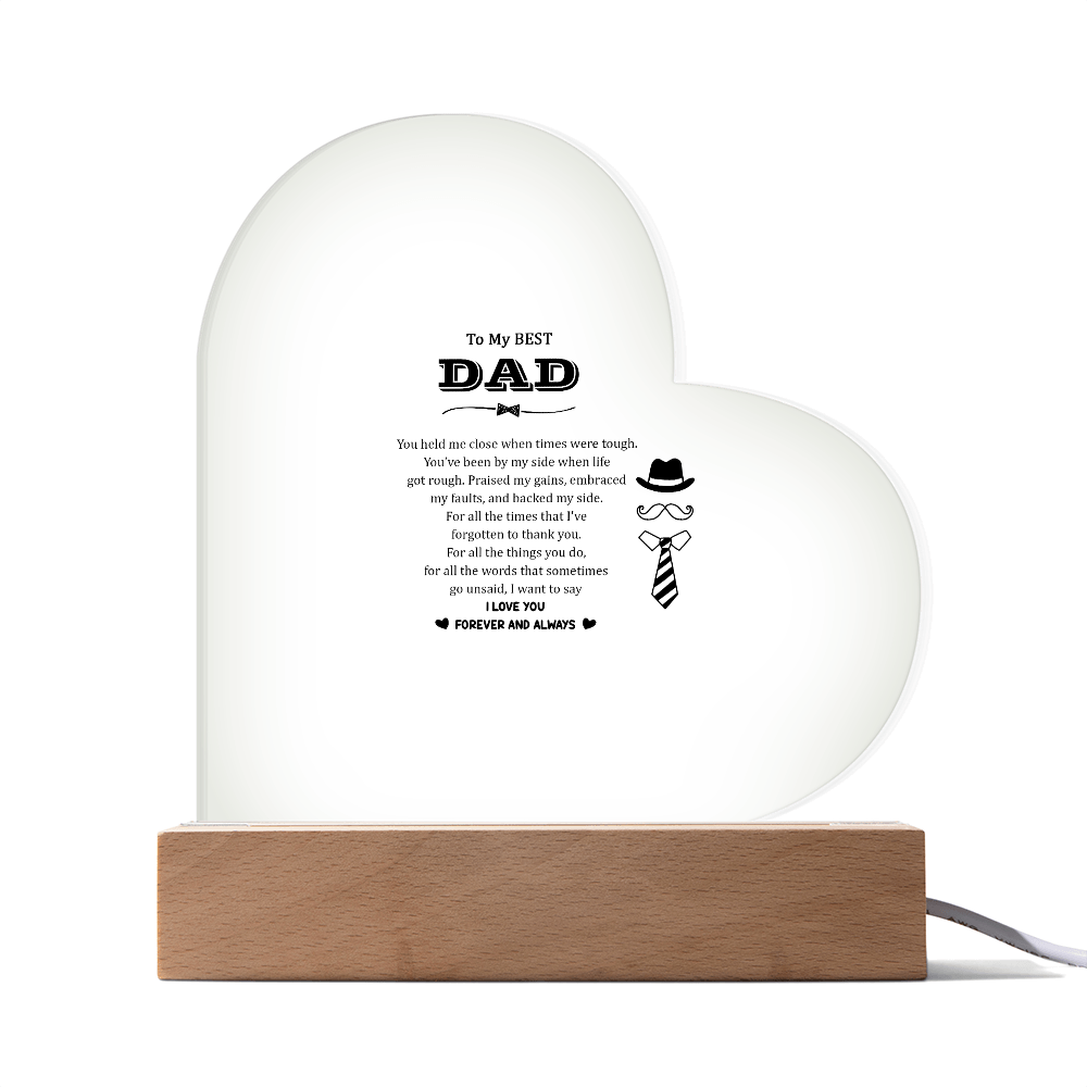 To My Best Dad Acrylic Heart Plaque - Father's Day Gift for Dad